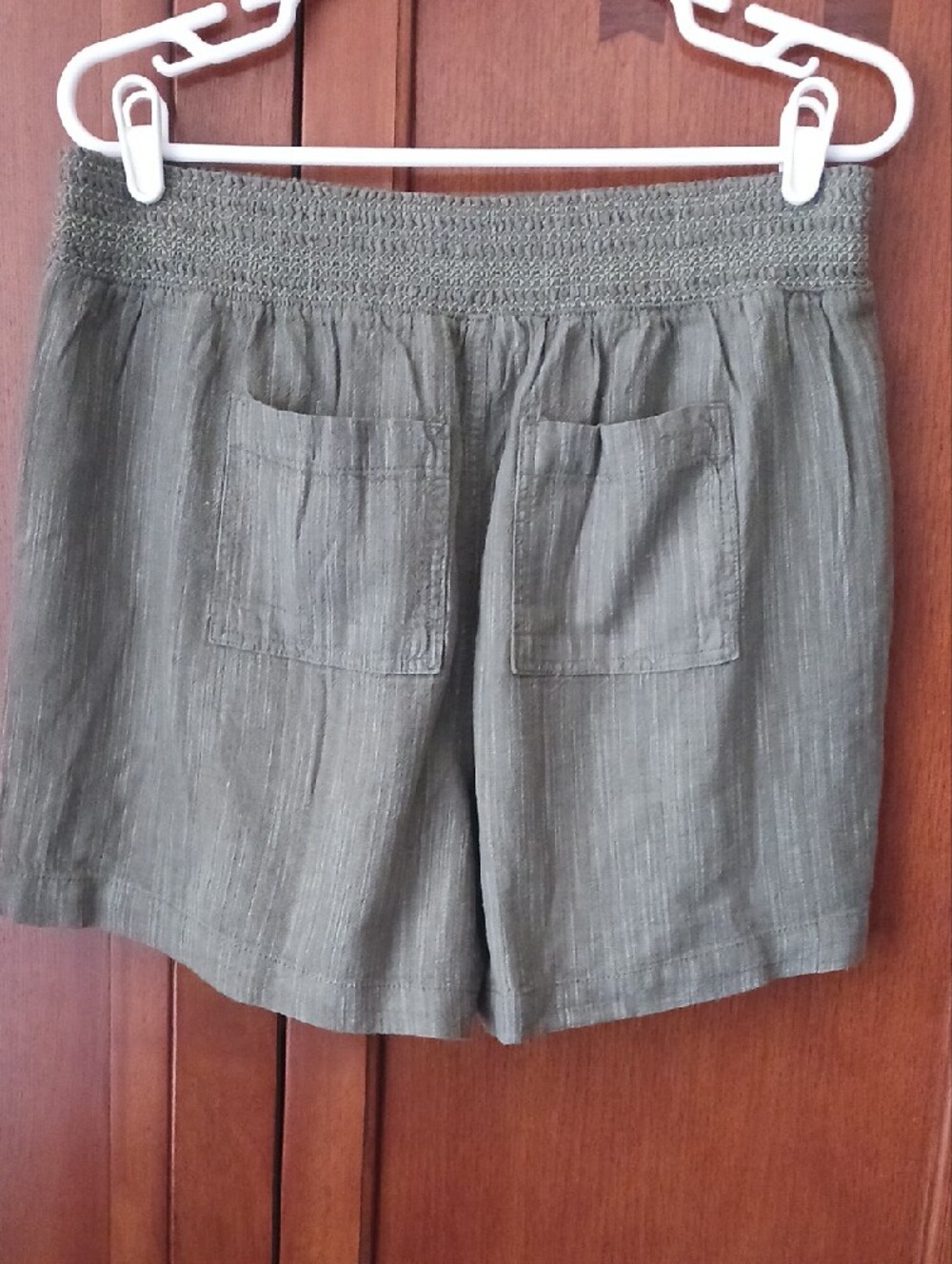 Briggs New York- Olive Green High-Waist Smocked Shorts - Picture 6 of 12